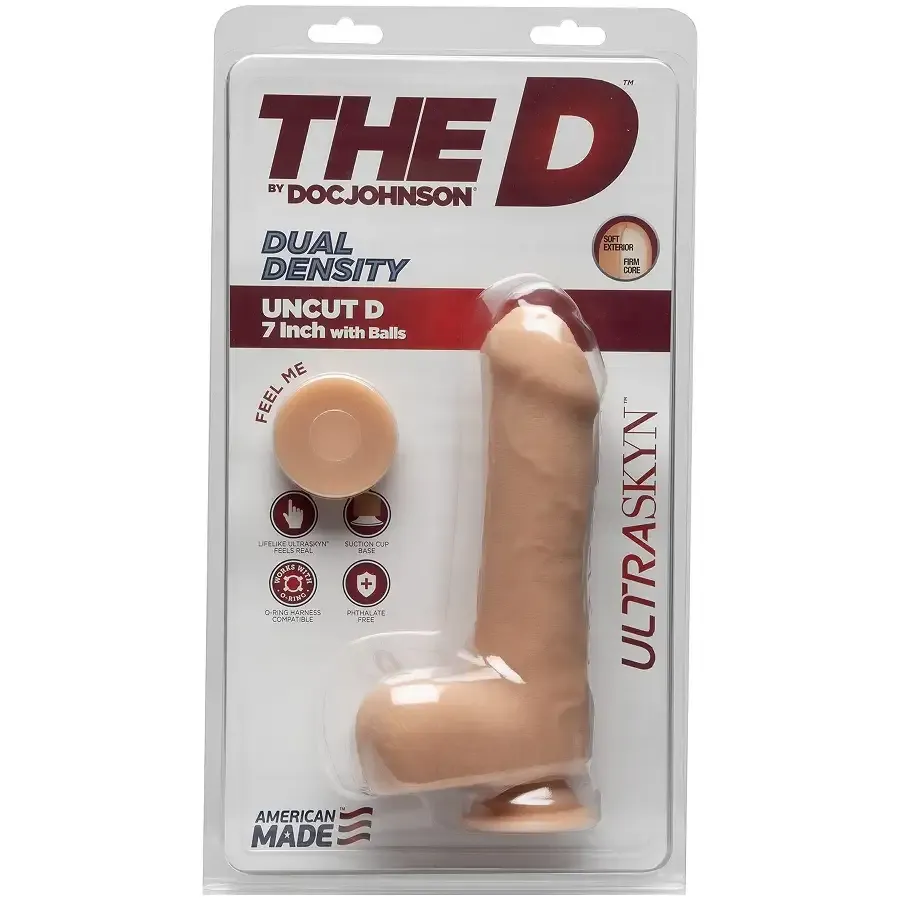Фалоімітатор Doc Johnson The D - Uncut D - 7 Inch With Balls ULTRASKYN, діаметр 4,5 см, необрізаний Львів - фото 2