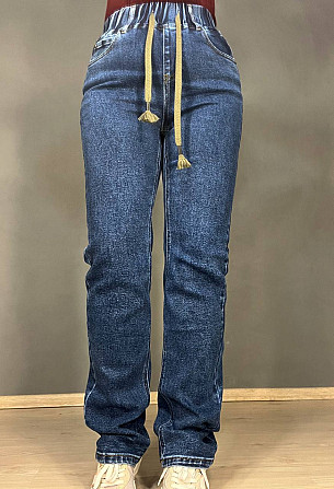Джинсы женские Vanver 8023 MOM STRAIGHT jeans comfort уровни стрейчевые талия на резинке шнурок сини Одесса - изображение 1