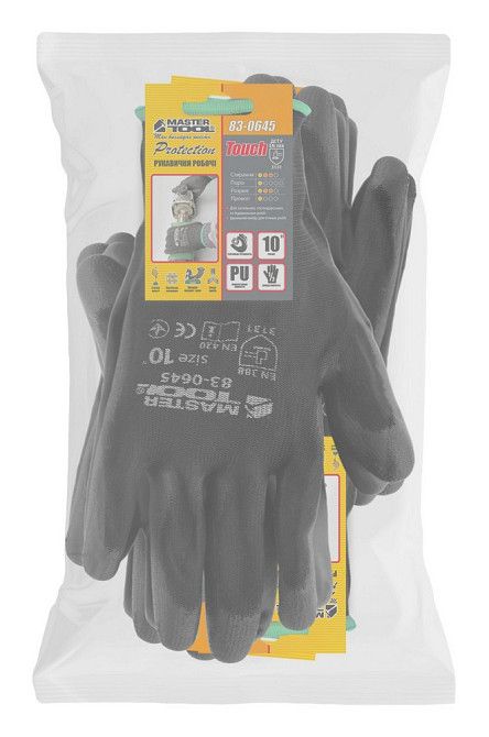 MASTERTOOL Рукавички безшовні трикотажні MASTERTOOL з поліуретановим покриттям долоні 10" 25-26 Коломия - фото 4