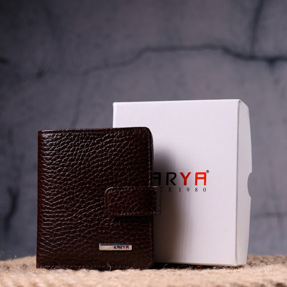 Компактный бумажник для мужчин из натуральной кожи KARYA 21326 Коричневый Киев - изображение 1