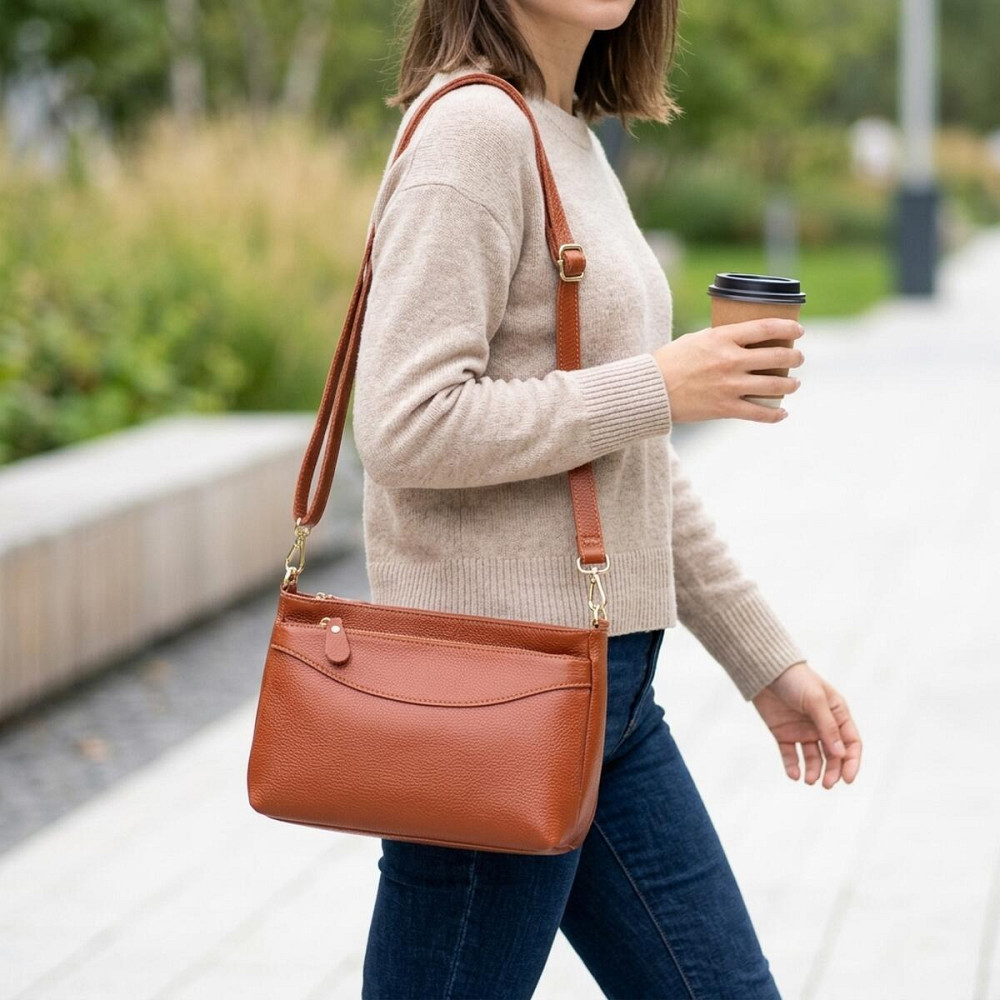 Жіноча сумка з натуральної шкіри з формостійким дном Vintage 22983 Коричневий Київ - фото 12