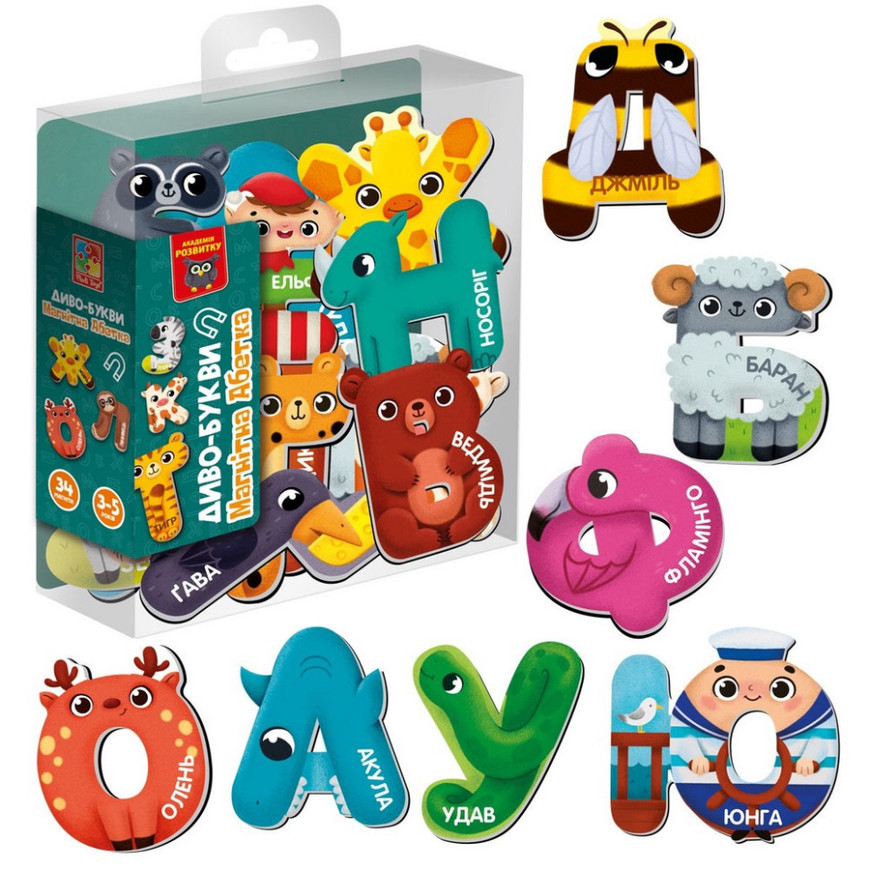 Дитяча розвиваюча магнітна гра "Диво-букви. Абетка" VT5411-18 34 магнита Вінниця - фото 3