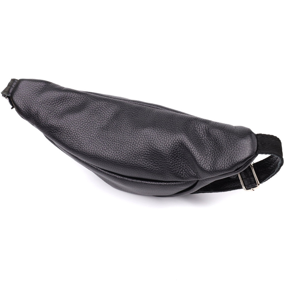 Отменная сумка бананка из зернистой натуральной кожи Shvigel 23145 Черный Киев - изображение 2