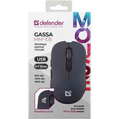 Мишка Defender Gassa MM-105 Wireless Black (52105) Вінниця