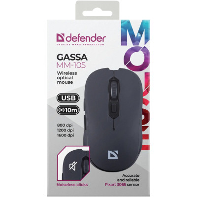 Мишка Defender Gassa MM-105 Wireless Black (52105) Вінниця - фото 6