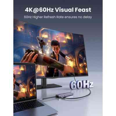 Концентратор Ugreen USB3.1 Type-C to HDMI/USB 3.0x2/RJ45/SD/TF/PD 100W CM512 (60515) Винница