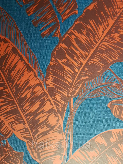 Обои виниловые на флизелине Marburg 82121 Felicita листья папоротника красные черные на темно синем фоне Киев - изображение 3