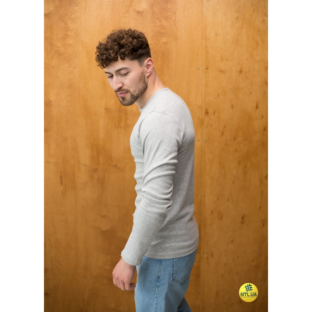 Чоловіча футболка з довгим рукавом лонгслів зі 100% бавовни Наталюкс 21-1308 3XL, Сірий Київ - фото 2