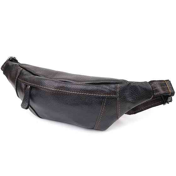 Приваблива сумка-бананка для чоловіків з натуральної шкіри зернистої Shvigel 23127 Чорний Київ