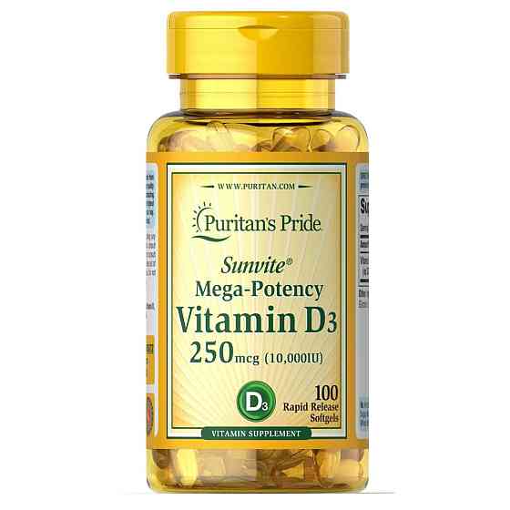 Vitamin D3 250mcg(10000 IU) Mega-Potency - 100 softgels Луцк