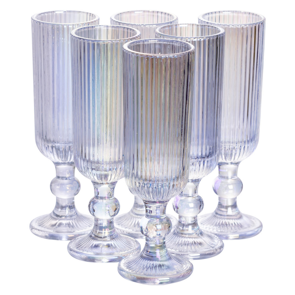 Набор бокалов для шампанского 6 штук 160 (мл) подарочные стеклянные бокалы на высокой ножке HP7116RB Киев - изображение 1
