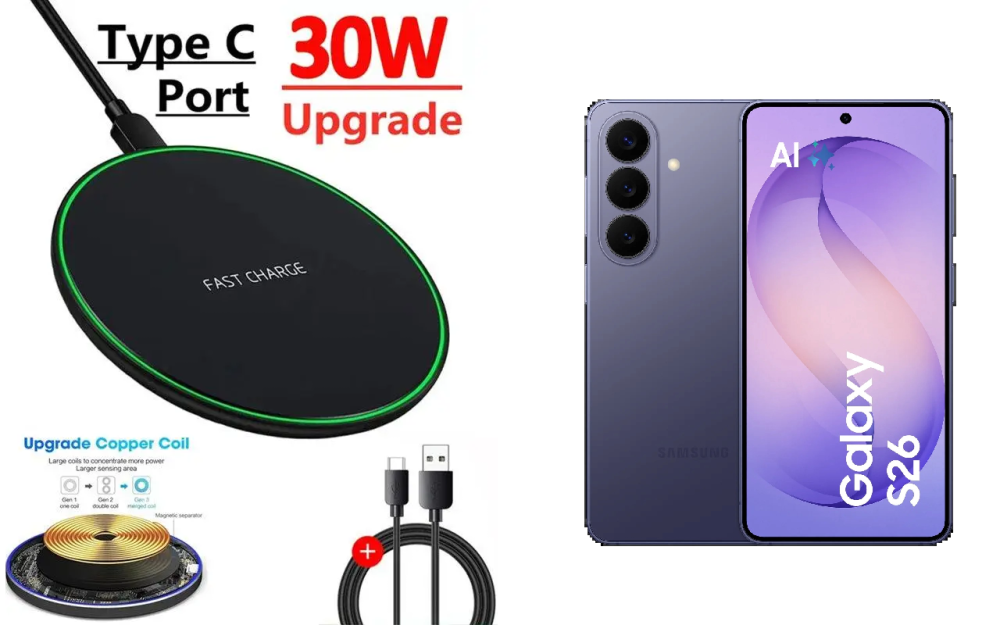 Бездротовий зарядний пристрій 30W для Samsung Galaxy S26, Galaxy S26+ Київ - фото 1