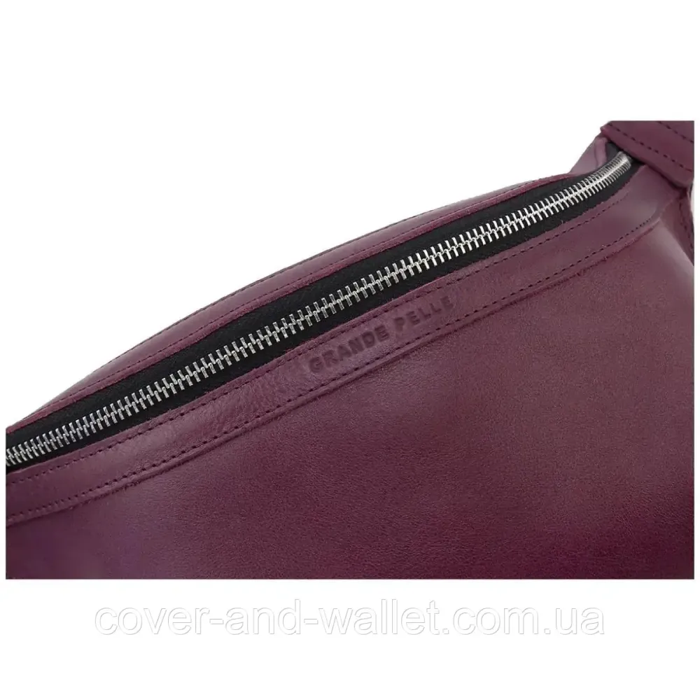 Стильная женская сумка на пояс бордового цвета из гладкой кожи Grande Pelle 743661 Киев - изображение 6