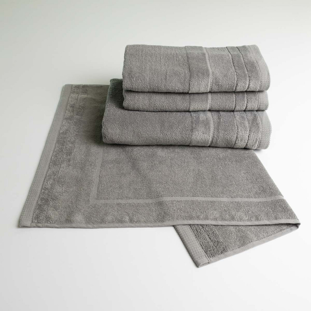 Набор банных махровых полотенец с велюровым бордюром 4шт GM Textile 50х70см, 50х90см, 50х90см, 70х140см (Серый) Сумы - изображение 1