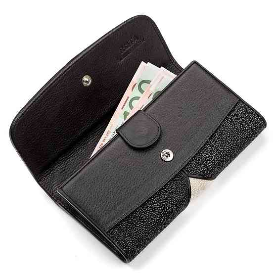 Кошелек женский STINGRAY LEATHER 18103 из натуральной кожи морского ската Черный Киев