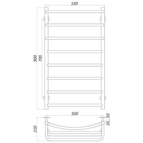 Рушникосушарка UNIO LКD W 900-500-8 Драбинка Каскад Дуга вода Киев