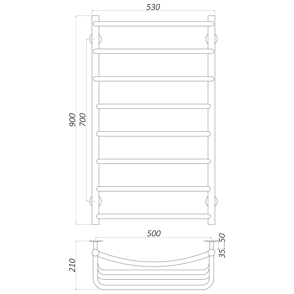 Рушникосушарка UNIO LКD W 900-500-8 Драбинка Каскад Дуга вода Киев - изображение 4