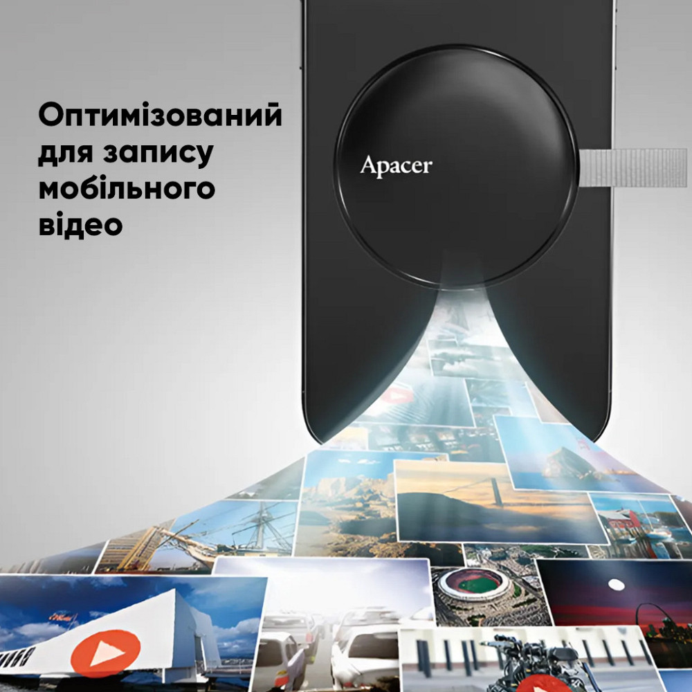 Портативний SSD Apacer Magnetic AS725 1 TB USB 3.2 Gen.2 Type-C MagSafe Black Одеса - фото 9