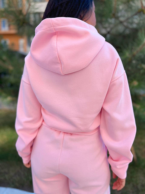 Женский костюм Joy One 80073 укороченное худи на молнии с капюшоном и брюки ровные от бедра, розовый, XL Киев - изображение 5