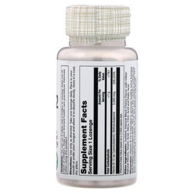 Вітамін Solaray Вітамін B12, 5000 мкг, смак натуральної чорної вишні, 30 лід (SOR04351) Вінниця - фото 2