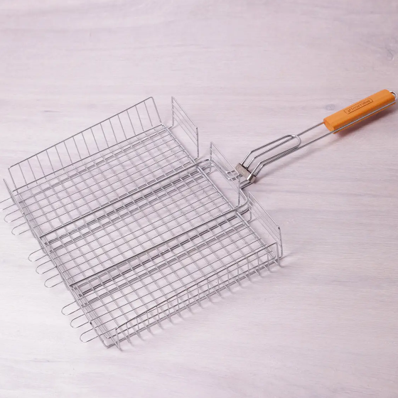 Решітка-гриль глибока з дерев'яною ручкою 40*30*7см Скаут Житомир