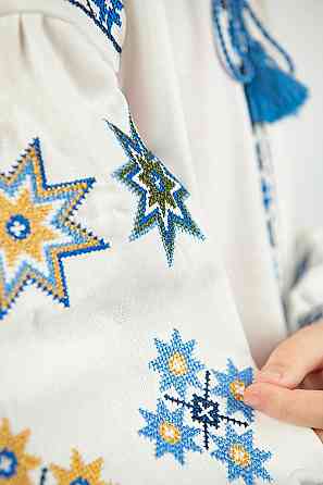 Вышиванка для девочек, молочная, льняная, с длинным рукавом, топ Киев