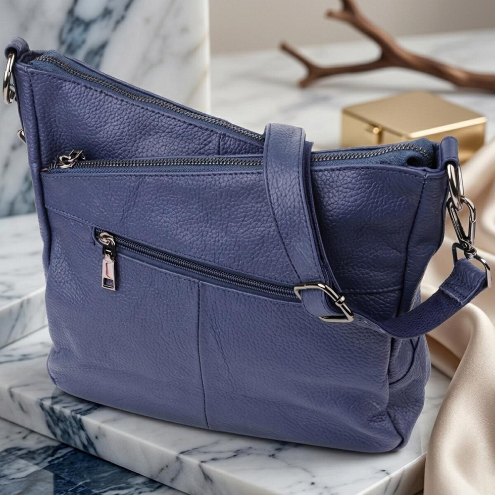 Сумка для женщин на два отделения из натуральной кожи Vintage 23013 Синий Киев - изображение 11