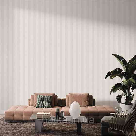 Обои виниловые на флизелине горячего тиснения DUKA Selective1.06х10 полосы белые голубые матовые DK32452-1 Киев