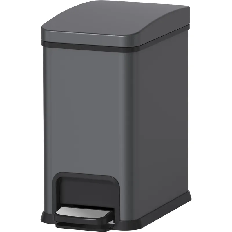 Відро для сміття з плавним закриванням прямокутне Koer TC-010108-07 8 л колір графіт антипалець (KR5591) Чернівці - фото 2