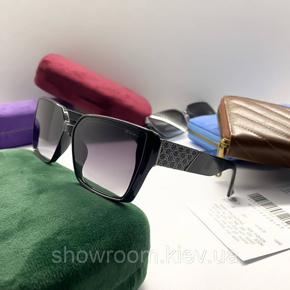 Жіночі брендові сонцезахисні окуляри GG (39160) black Київ - фото 5