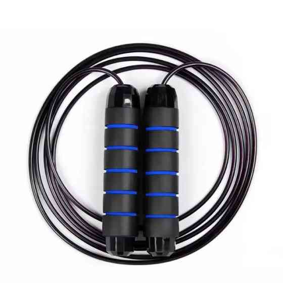 Скакалка, гімнастична, швидкісна для кросфіту з підшибниками, сталевий трос довжина 3 м, синя Кам'янець-Подільський