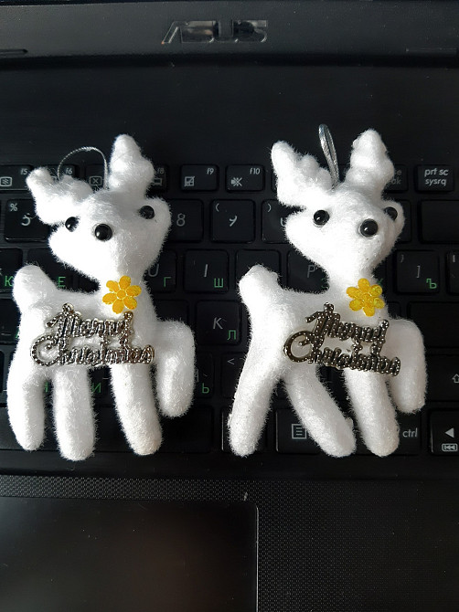 Новогодние украшения на елку Олени 2 штуки 11 на 6 см белый Киев - изображение 1