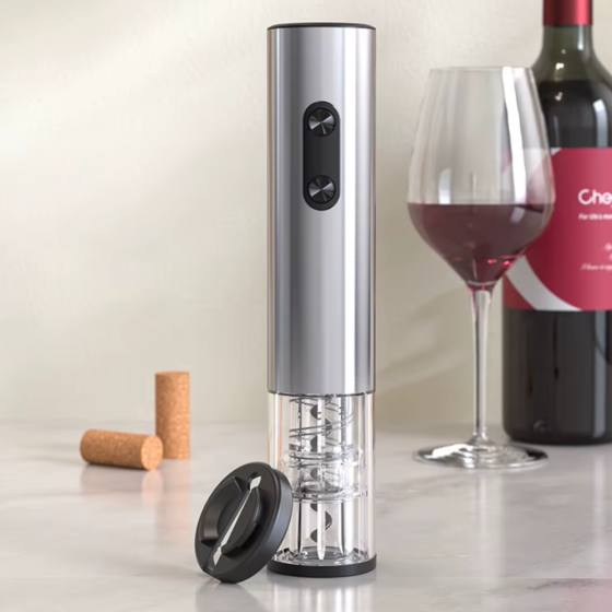 Штопор на батарейках електричний автоматичний портативний портативний електроштопор з ножем для фольги, сріблястий Кам'янець-Подільський