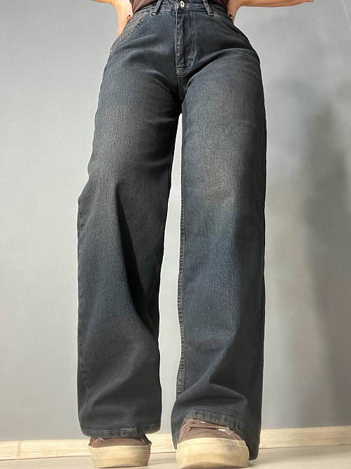 Джинсы женские I8 55516 палаццо Baggy Straight fit ровный изд бедра, синий с коричневым, 29, 29, 80 см, 114 см Киев - изображение 7
