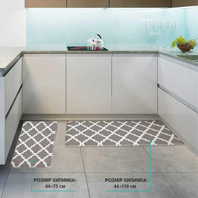 Набор коврики кухонные Lovely Svi 2 шт: 44 x74 x1см и 44 x119 x1см Серый Киев - изображение 2