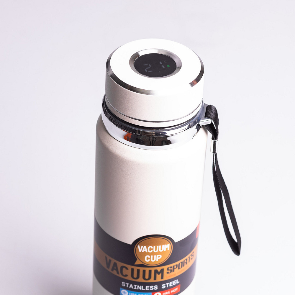 Термос Vacuum Sports з датчиком температури, 1 л, білий Київ - фото 2