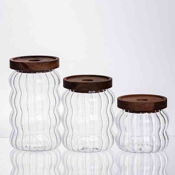 Набор банок для хранения с бамбуковыми крышками Киев