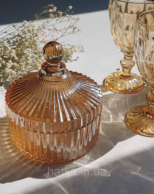 Цукорниця ємність для зберігання скляна "Золотий купер" 520 мл
 коричневе товсте скло Київ - фото 1