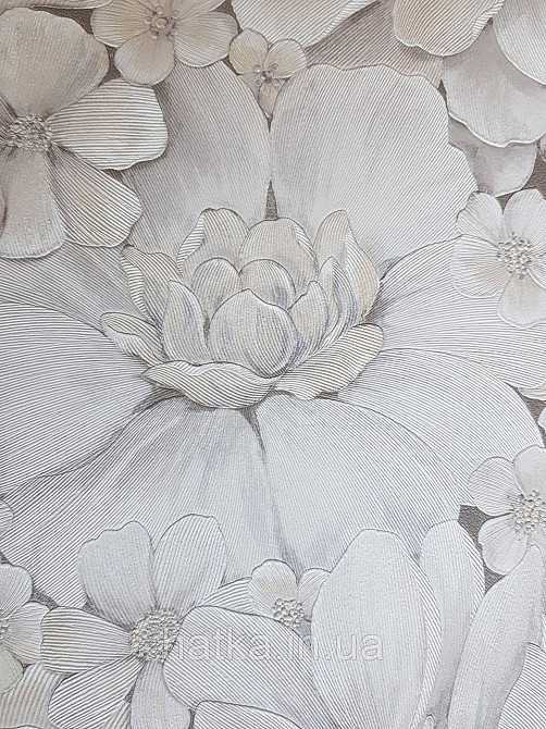 Шпалери вінілові на флізелін Marburg Floralia 1.06х10 квіти піони світло бежеві з сірим 33901 Київ - фото 4
