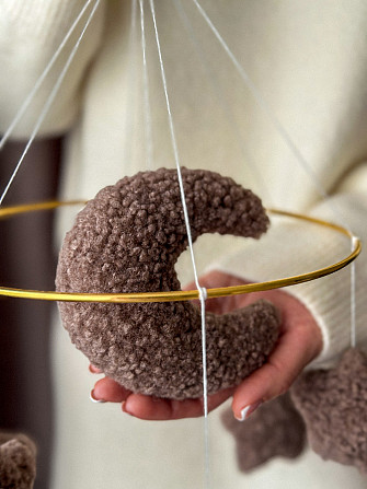 Детский музыкальный мобиль на кроватку для младенцев WooolyWool «Звезды беж» с 35 мелодиями Киев - изображение 8
