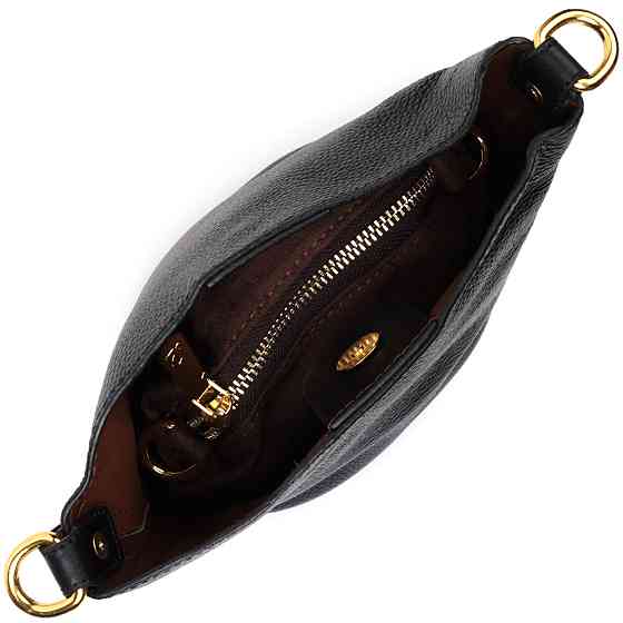 Шкіряна жіноча сумка з автономною косметичкою всередині Vintage 22363 Чорна Київ