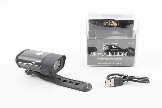 Ліхтар передній 1 діод алюмінієвий, Li-ion 3.7V 850mAh зарядка від USB, вологозахисний, чорний HYD-018 Киев