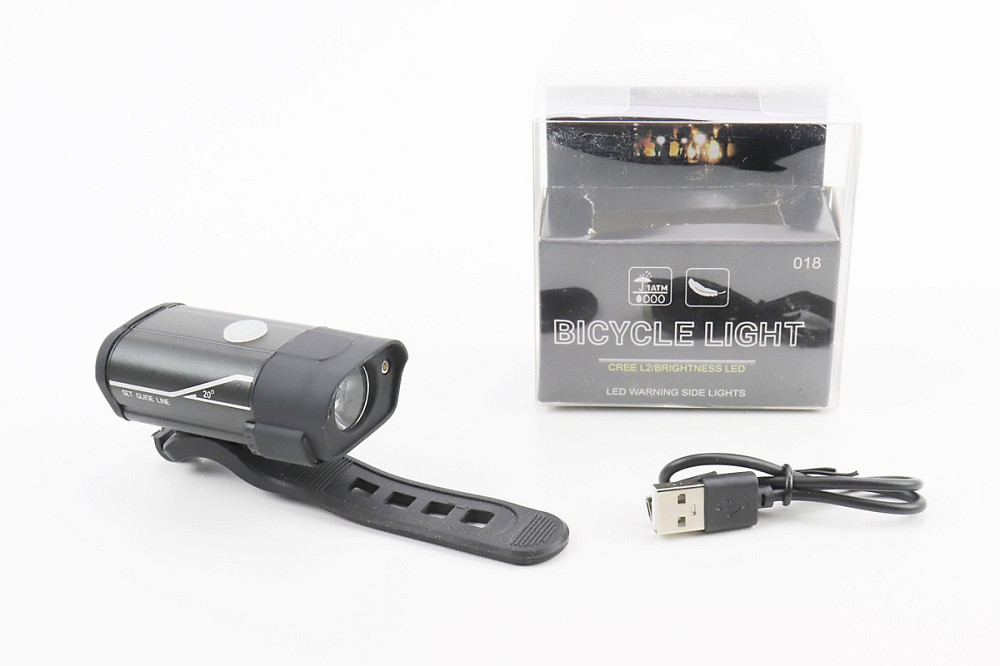 Ліхтар передній 1 діод алюмінієвий, Li-ion 3.7V 850mAh зарядка від USB, вологозахисний, чорний HYD-018 Киев - изображение 1