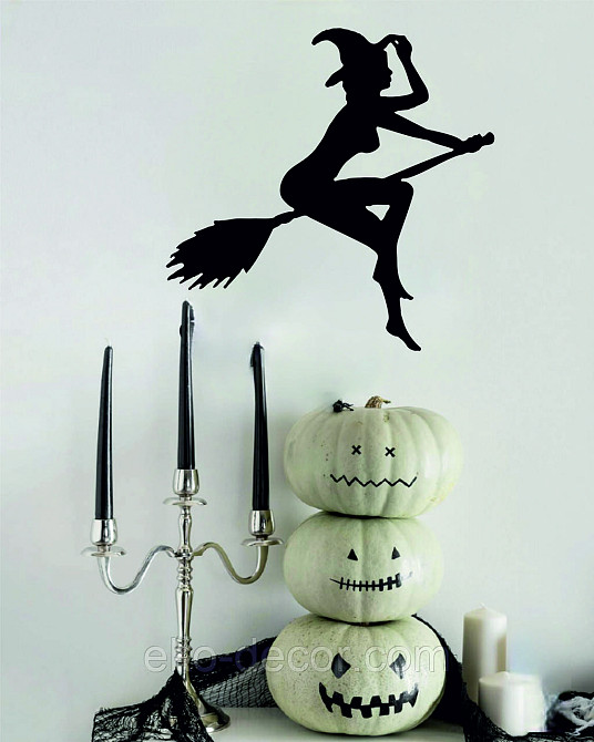 Декоративное настенное Панно «Ведьма на метле», Декор на стену 70*68 см, Черный Киев - изображение 7