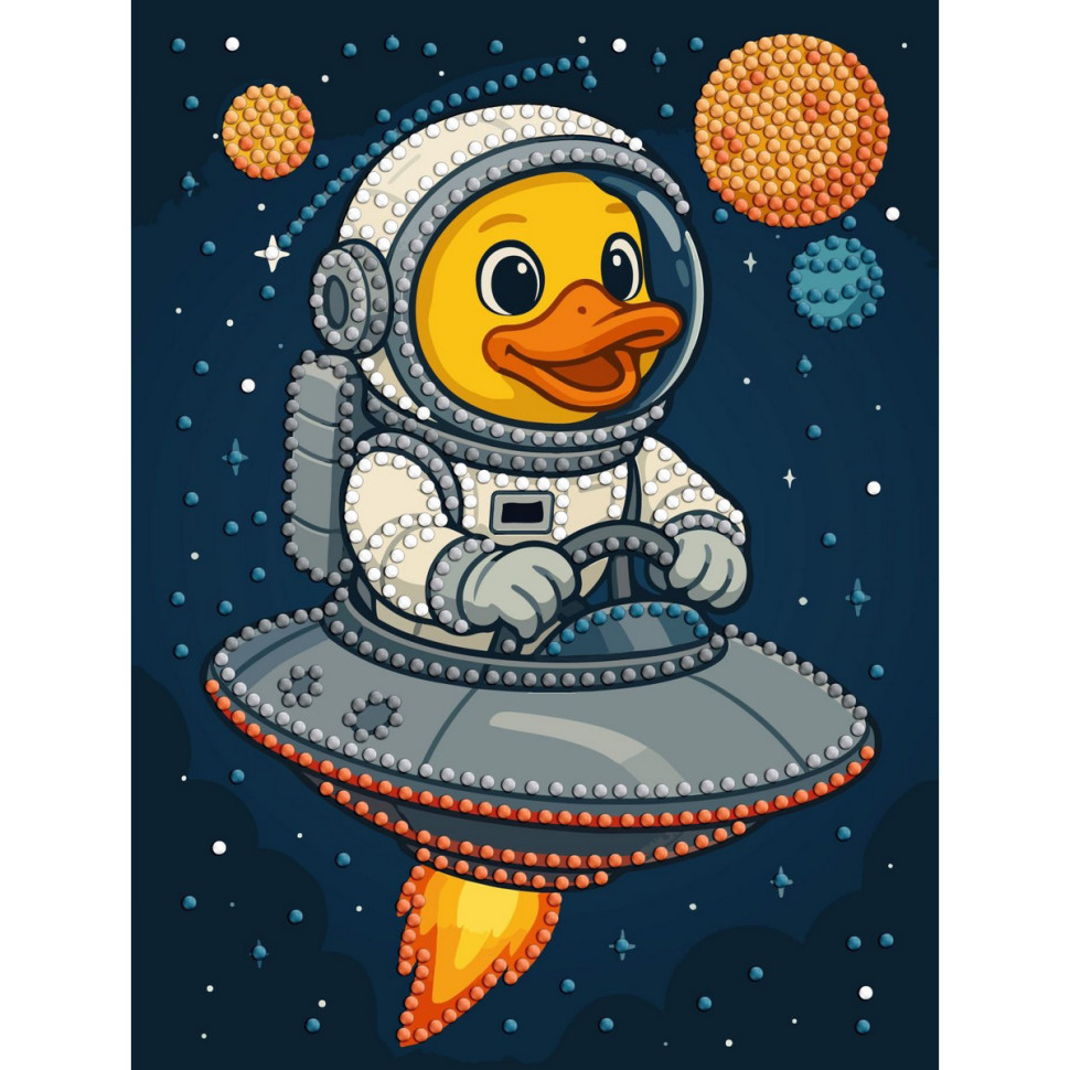 Алмазна мозаїка з частковою викладкою "Качка в космосі" ©art_selena_ua AMV1202, 15х20 см Вінниця - фото 1
