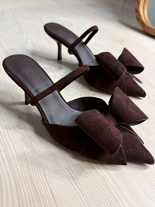 Туфлі жіночі Meideli F566-54 slingback човники з бантом екозамша коричневі, 36, 23 см Київ - фото 7