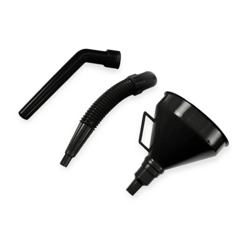 Лейка топлива пластик косая круглая, из 3-х частей черная, 2 сменных наконечника с сеткой vorel для Мукачево - изображение 1