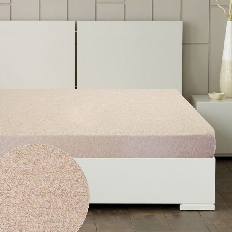 Простынь махровая евро 200×220 бежевая Киев - изображение 1