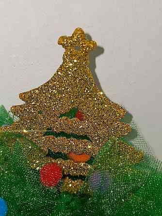 Обруч на новый год елочка золотая с фатином на голову one size ручная работа зелёный Киев