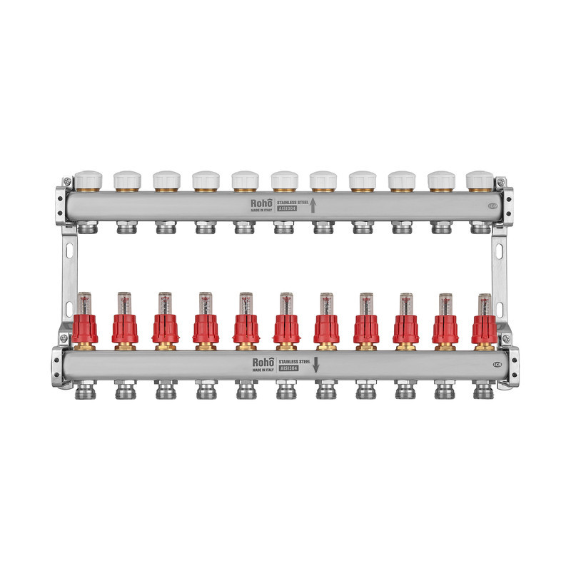 Колектор з витратоміром та термостатичними клапанами Roho R804-11M - 1"х 11 вих. (RO1035) Київ - фото 2